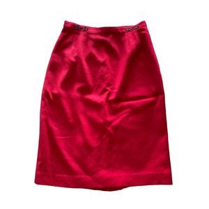 100% Wool Red Midi Skirt - Size 8P